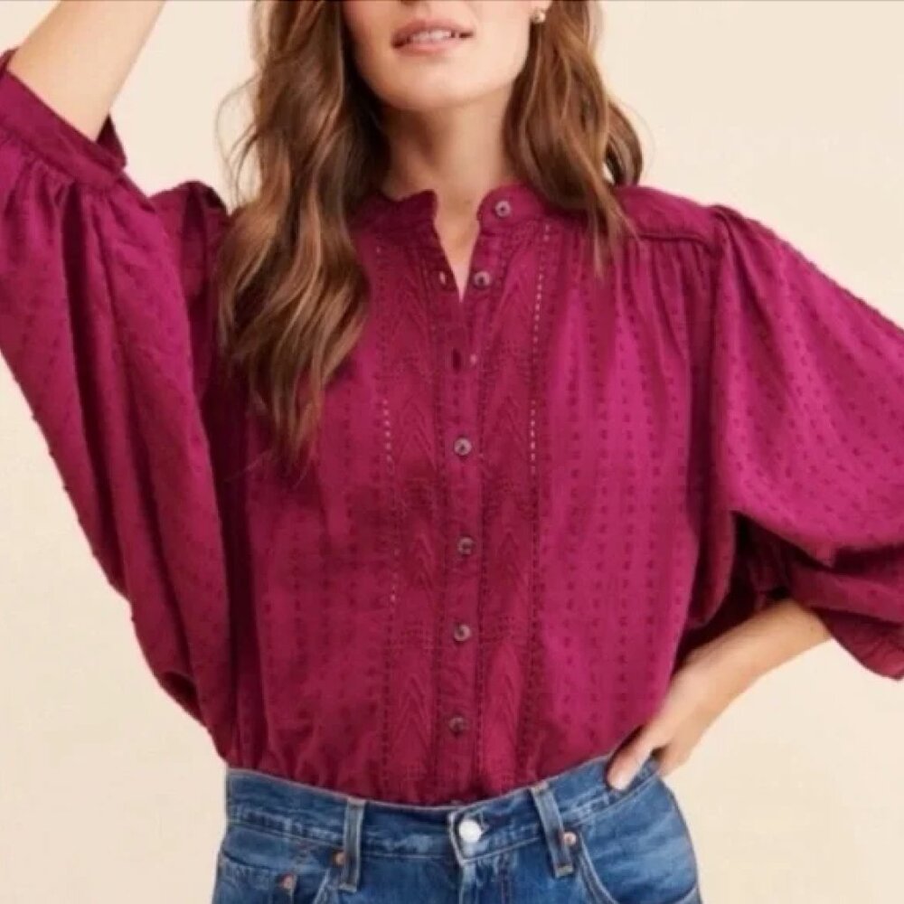 Anthropologie Pilcro and the Letterpress Half Sleeve Button Down Shirt Size XS